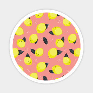 Cute Pink And Yellow Citrus Fruit Lemon Pattern Magnet